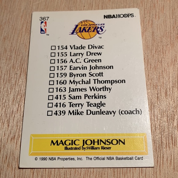 1990 NBA Hoops Magic Johnson Art Checklist Rare LA Lakers vintage collectible - Picture 4 of 17